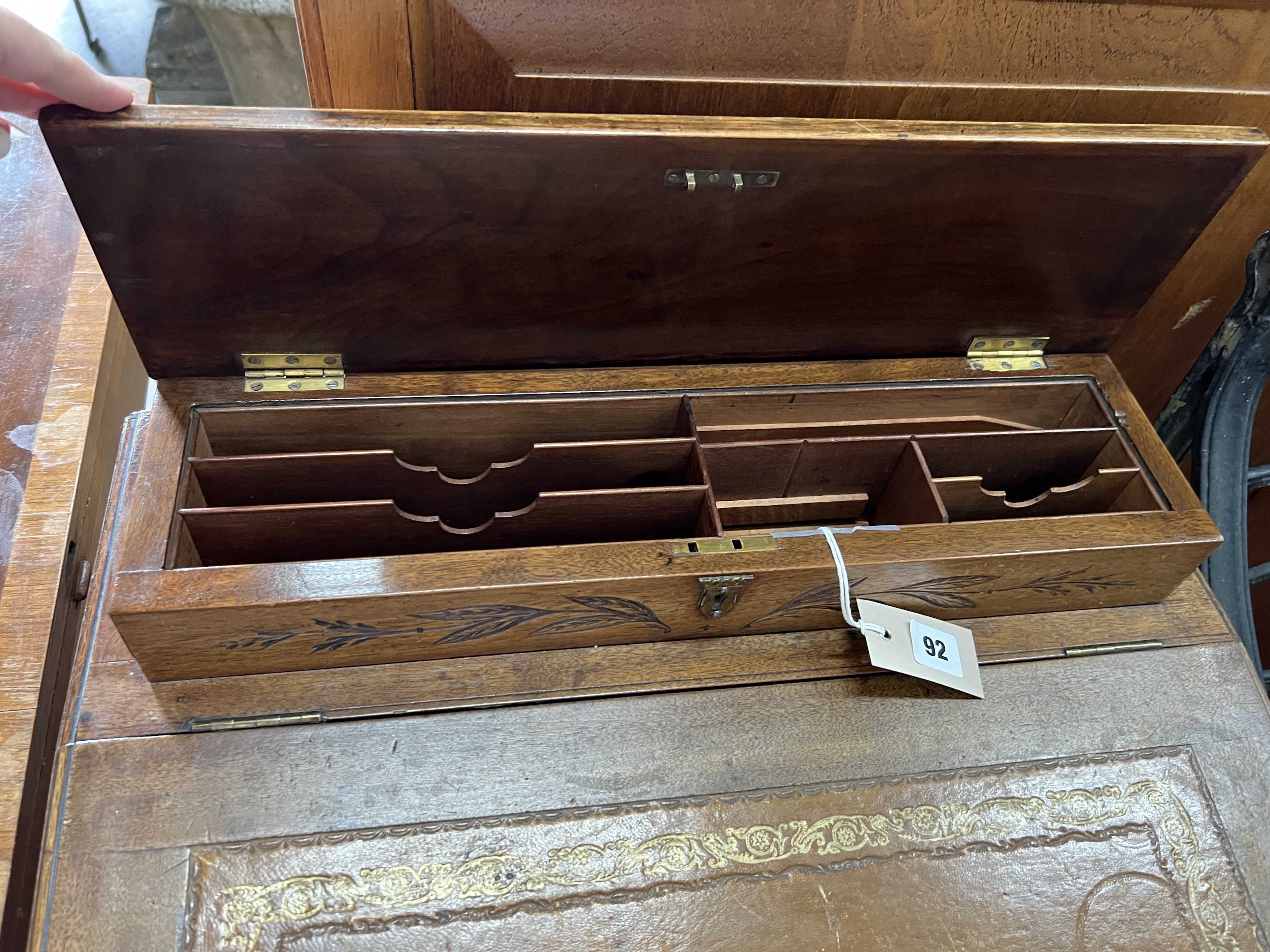 A late Victorian mahogany Davenport, width 56cm, depth 52cm, height 84cm